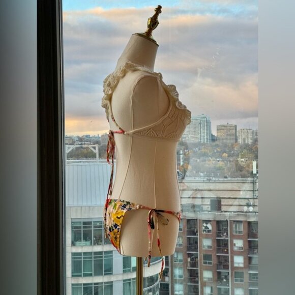 🆕 ZIMMERMANN 🧿 NWT Alight Frill Knit Scoop Bikini, Ivory Floral - Sz 3 US 8/10 - Picture 7 of 16